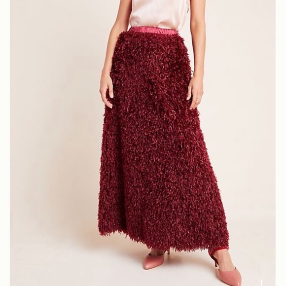 NWT Anthropologie Chantal Feathered Maxi Skirt - Picture 1 of 4